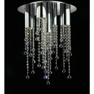 Image of Italux Lighting - Italux Larix - Classic Flush Ceiling Light Chrome 5 Light with Crystal Shade, GU10