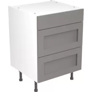 Image of Kitchen Kit Flatpack Shaker Kitchen Cabinet Base 3 Drawer Unit Ultra Matt 600mm in Dust Grey MFC