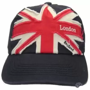 Image of Mens Union Jack London England Embroidered Baseball Cap (One Size) (Navy/Red)