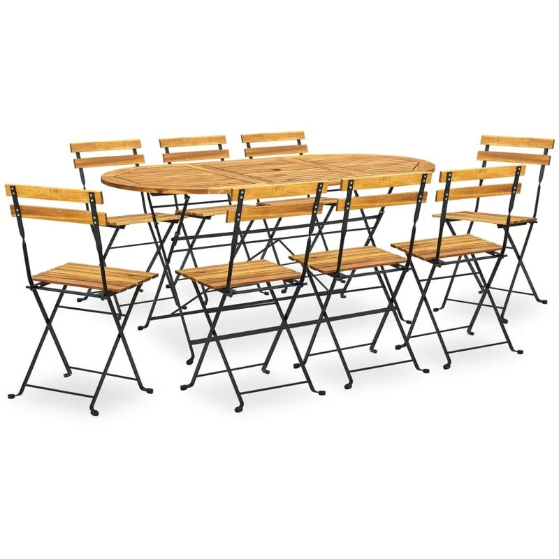 Image of VIDAXL 9 Piece Folding Outdoor Dining Set Solid Acacia Wood vidaXL 8720286206294