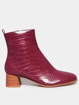 Image of Long Tall Sally Block Heel Boot Croc Wine, Red, Size 9, Women