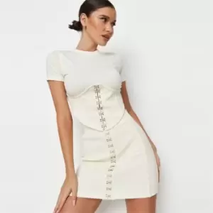 Image of Missguided Ribbed Corset Top - Cream