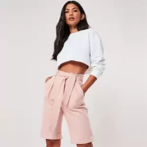Image of Missguided Tall Belted Turn Up Co Ord Short Pink - Pink