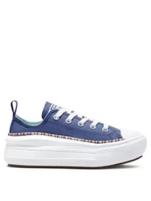 Image of Converse Chuck Taylor All Star Ox Childrens Girls Move Friendship Bracelet Platform Trainers -Blue/Multi, Blue/Multi, Size 13