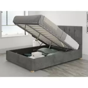 Image of Hepburn Ottoman Upholstered Bed, Kimiyo Linen, Granite - Ottoman Bed Size Small Double (120x190)