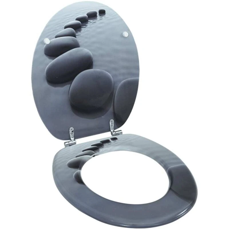 Image of Vidaxl Wc Toilet Seat Mdf Lid Stones 43.7X37.8 Cm