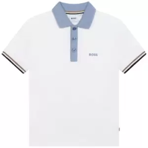 Image of Boss Stripe Arm Polo Shirt Junior Boys - White