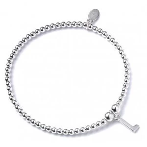 Image of Initial L Charm with Sterling Silver Ball Bead Bracelet