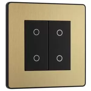 Image of BG Evolve Master Brushed Brass 2 Way Double Touch Dimmer Switch - 200W