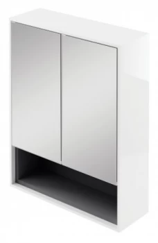 Image of Wickes Eli White Gloss Wall Hung Mirror Storage Unit - 600 mm