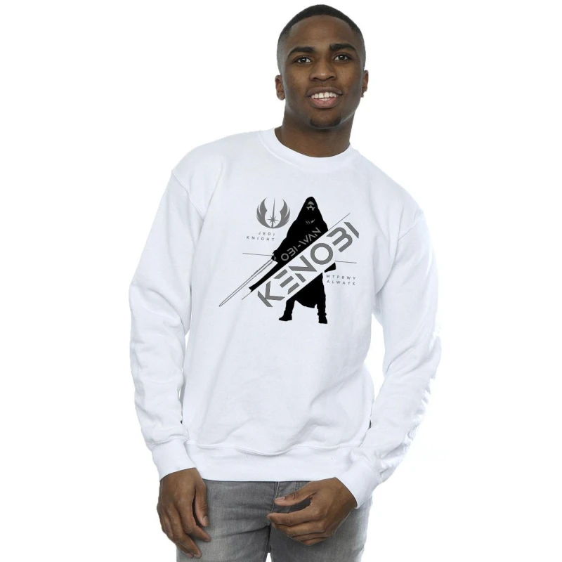 Image of Star Wars Star Wars Men Obi-Wan Kenobi Jedi Knight Sweatshirt in White Size: Small White S Male 5059934429949