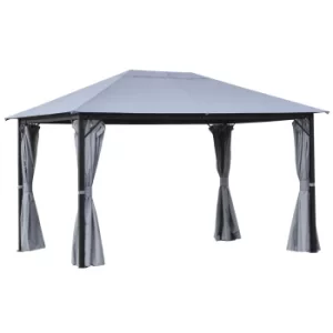 Image of Outsunny 4 x 3(m) Outdoor Gazebo Canopy Party Tent Garden Pavilion Patio Shelter with Curtains, Netting Sidewalls, Grey