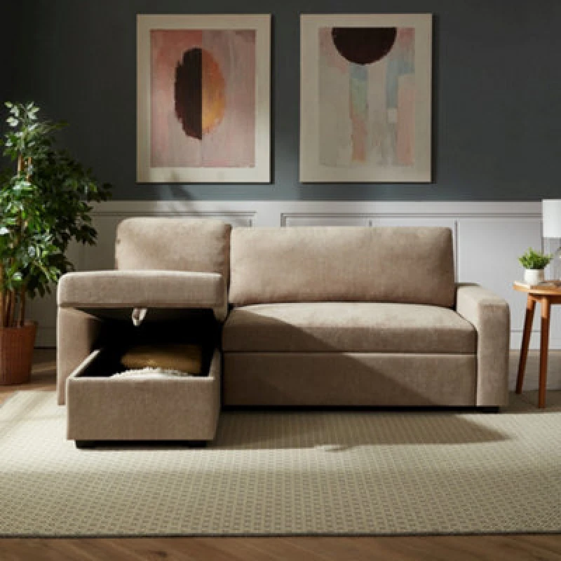 Image of Artemis Home Coeburn Reversible Corner Sofabed with Storage in Light Brown Light Brown Unisex