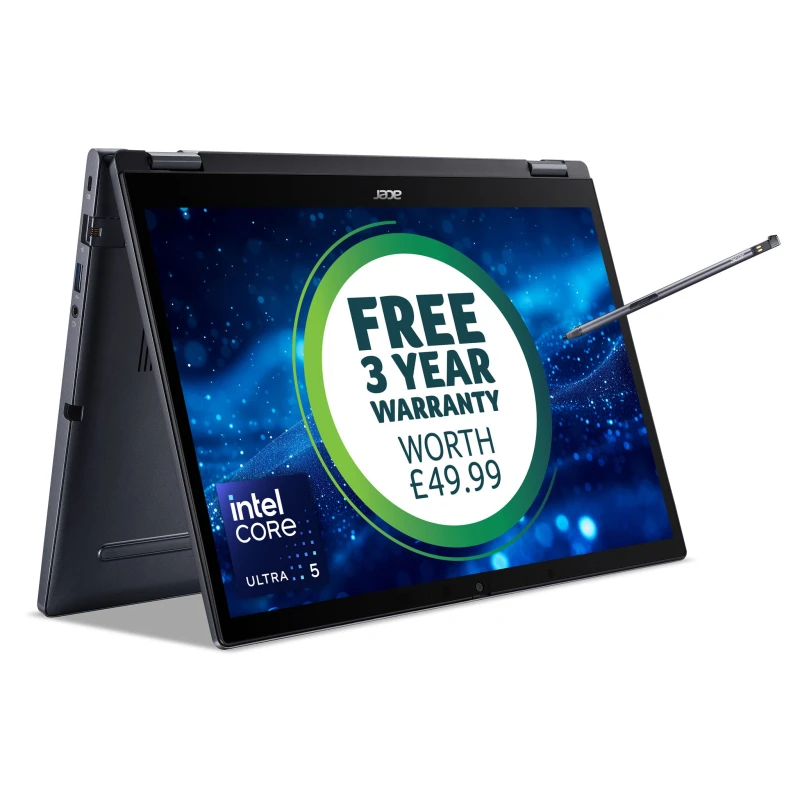 Image of Acer TravelMate Intel Core Ultra 5 16GB RAM 512GB SSD 14" Windows 11 Pro Laptop NX.B7WEK.003 Slate blue