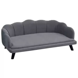 Image of Pawhut Pet Sofa For Medium And Large Sized Dog W/ Extra Cushion Solid Wood Legs - Grey