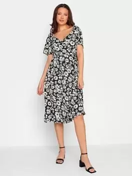 Image of Long Tall Sally Tall Daisy Print Wrap Dress, Black, Size 18, Women