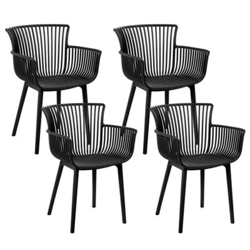 Image of Beliani Set Of 4 Garden Chairs Pesaro Black