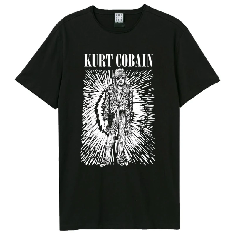 Image of Amplified Amplified Men Etched Out Kurt Kurt Cobain T-Shirt in Black Size: X-Small Black XS Male 5063852063574