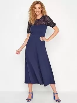 Image of Long Tall Sally Navy Lace Fit And Flare Midi Dress, Navy, Size 12, Women