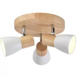Image of Cristal Lan Round Ceiling Spotlight 3xE14 Natural Wood