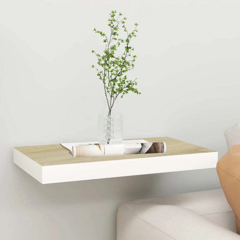 Image of VIDAXL Floating Wall Shelf Oak and White 50x23x3.8cm MDF vidaXL 8720286416747