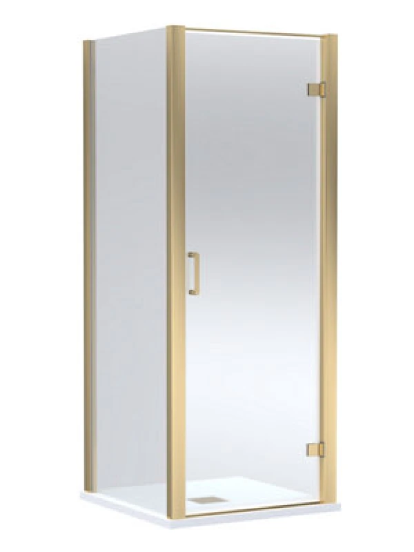 Image of Balterley Hinged Shower Door & Slimline Tray: 900x900mm Brushed Brass/White in Metallics Metallics Unisex