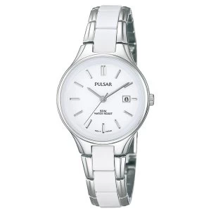 Image of Pulsar PH7267X1 Ladies Stainless Steel Bracelet With Ceramic Accents White Dial 50M Watch