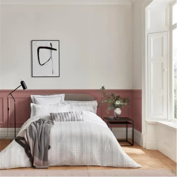 Image of Bedeck of Belfast Nami Textured Stripe Duvet Cover - White/Silver