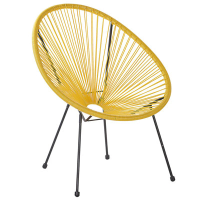 Image of Beliani Garden Chair Acapulco Ii Pe Rattan Yellow
