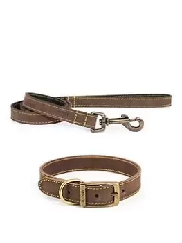 Image of Ancol Timberwolf Leather Collar Sable 35-43Cm Size 4 And Timberwolf Leather Lead Sable 1Mx19Mm