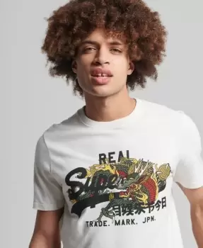 Image of Superdry Mens Vintage Logo Narrative T-Shirt Cream / Ecru - Size: L