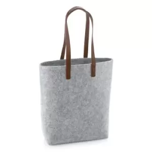 Image of Bagbase Adults Unisex Premium Felt Tote (One Size) (Grey Melange/Tan)