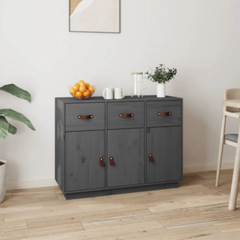 Image of Vidaxl Sideboard Grey 100X40X75cm Solid Wood Pine