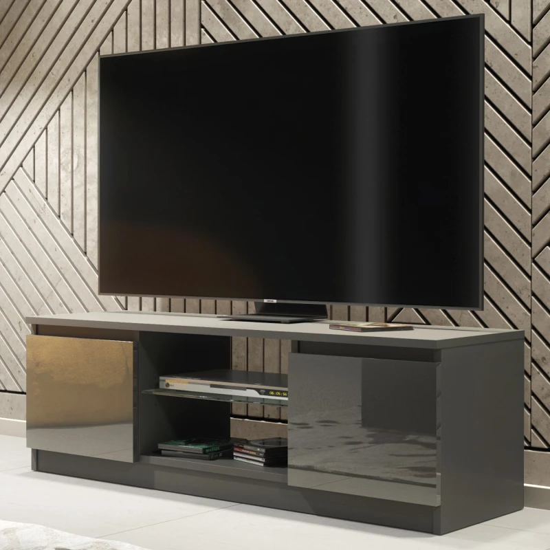 Image of Creative Furniture Creative Furniture TV Unit 120cm Modern - Dark Grey with High Gloss Doors Dark Grey One Size Unisex 5061075249799