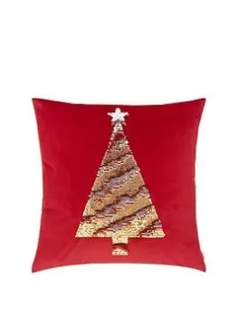 Image of Catherine Lansfield Sequin Christmas Tree Cushion