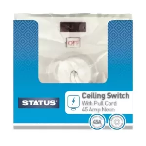 Image of Status 45 amp - Ceiling Switch - Pull Cord - 2 way - White