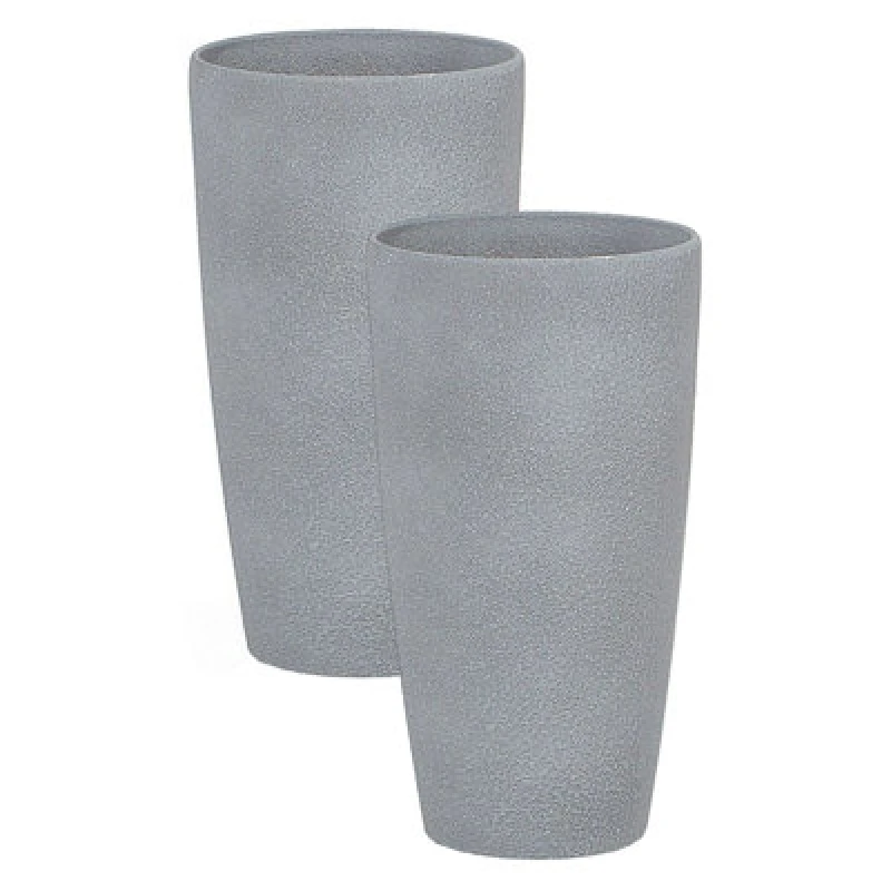 Image of Beliani Set Of 2 Plant Pots Abdera 23cm Grey