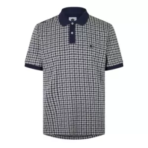 Image of Pretty Green Houndstooth Polo Shirt - Blue