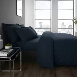 Image of Plain Dye Collection Easy Care Duvet Cover Set, Navy, Double - Serene