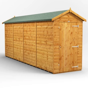 Image of 16x4 Power Windowless Apex Garden Shed - Brown
