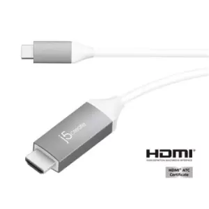 Image of j5create JCC153G-N USB-C to 4K HDMI Cable Grey 1.5 m