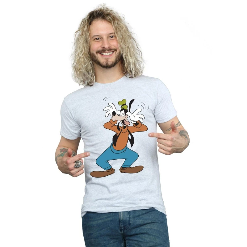 Image of Disney Men Crazy Goofy T-Shirt in Grey Size: Small Grey S Male 5063377450392
