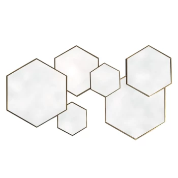 Image of Gold Framed Multi Mirror - Hexagonal