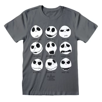 Image of Nightmare Before Christmas - Many Faces Unisex Medium T-Shirt - Charcoal