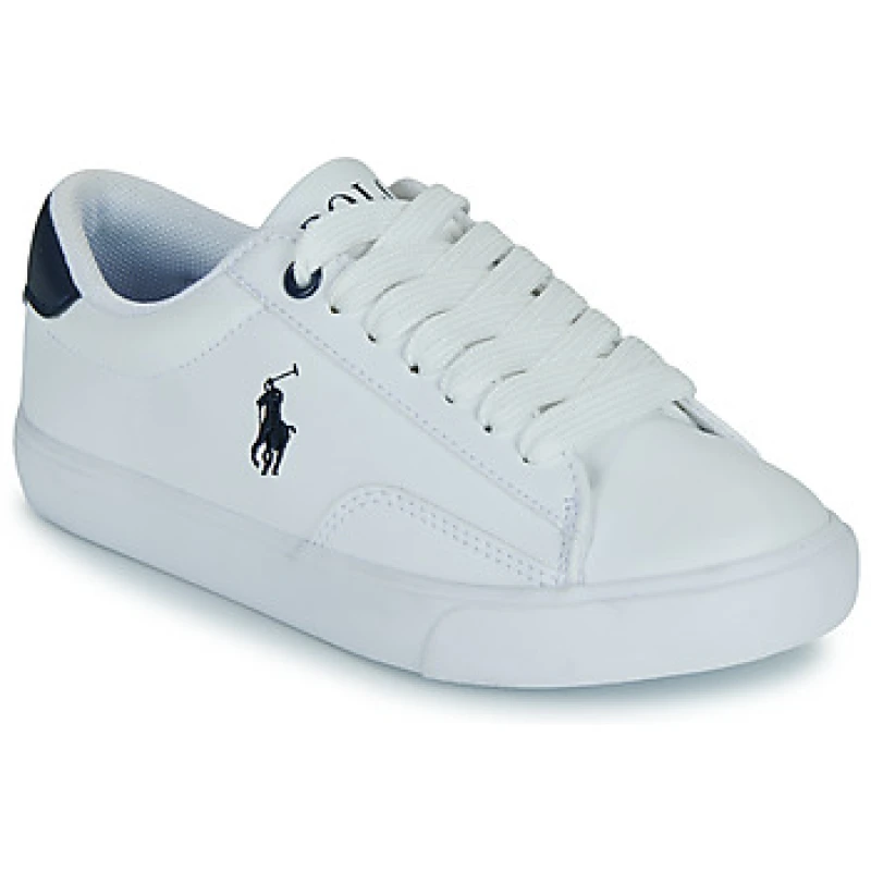Image of Polo Ralph Lauren white & navy theron v Boys Youth trainers White/Navy UK 4 (EU 36)