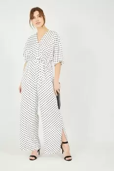 Image of White And Black Polka Dot Jumpsuit
