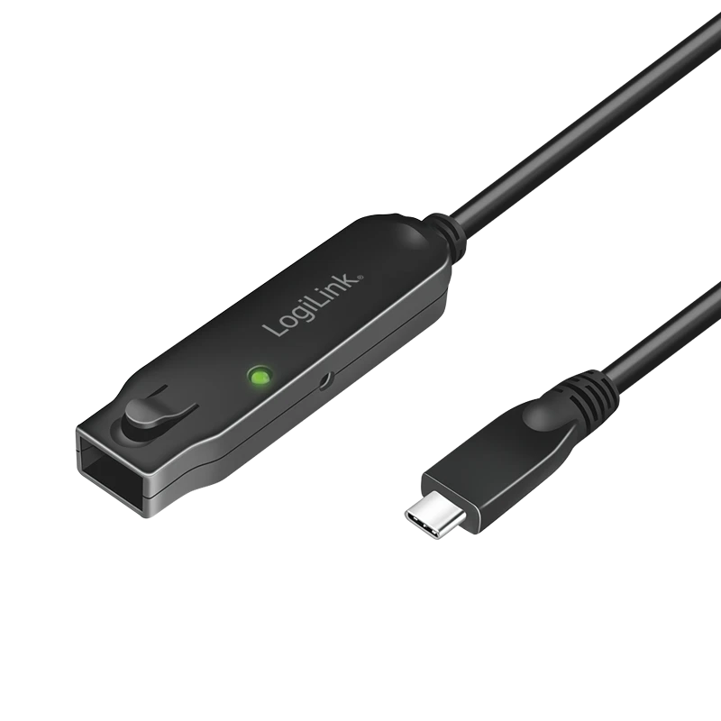 Image of LogiLink USB 3.2 Gen2 cable. C/M to C/F. amplifier. 10 Gbps. black. 5