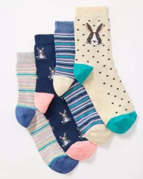 Image of Cotton Traders Womens 4 Pack Comfort Top Hare Socks in Multi