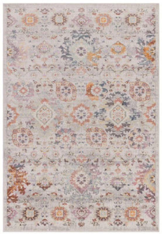 Image of Multicoloured Traditional Persian Abstract Bordered Floral Easy To Clean Rug For Dining Room-160Cm X 230Cm