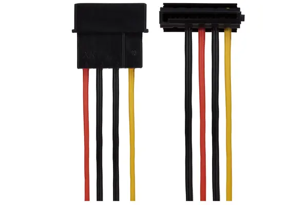 Image of Maplin Maplin 4 Pin PSU Molex to 2x 15 Pin SATA Power Lead Cable - 0.35m MP-AK-CBPW01-30